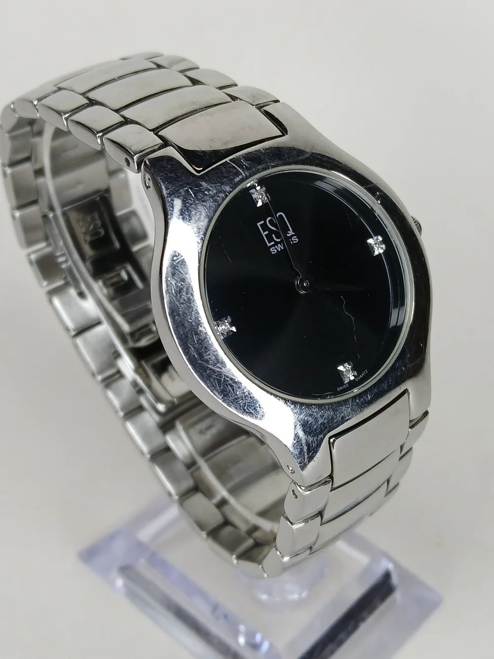 ​ESQ By Movado E5230 Stainless Steel Black Diamond Marker Quartz Mens Watch